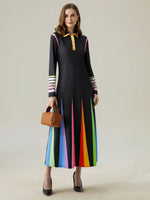 Încarcă imaginea în vizualizatorul Galerie, Rochie eleganta cu guler de camasa color block
