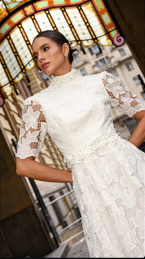 Rochie de mireasa midi din dantela noua