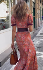 Încarcă imaginea în vizualizatorul Galerie, Rochie maxi elegantă roz cu mâneci scurte
