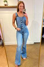 Încarcă imaginea în vizualizatorul Galerie, Salopetă supradimensionată din denim, care controlează abdomenul
