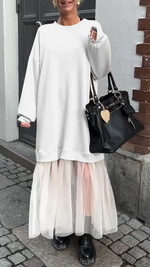 Încarcă imaginea în vizualizatorul Galerie, Rochie casual pentru femei cu guler rotund și cusături din dantelă
