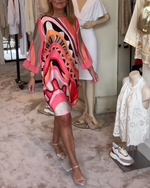 Încarcă imaginea în vizualizatorul Galerie, Rochie elegantă cu guler rotund și imprimeu mătase
