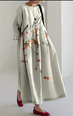 Încarcă imaginea în vizualizatorul Galerie, Fusta maxi eleganta din amestec de in, cu dantela florala brodata
