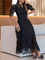 Încarcă imaginea în vizualizatorul Galerie, Rochie Elegantă din dantelă cu mâneci bufante
