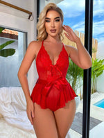 Încarcă imaginea în vizualizatorul Galerie, Body din dantela din plasa transparenta, incrucisat si fara spate
