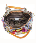 Încarcă imaginea în vizualizatorul Galerie, Geantă de mână frumoasă din piele de vițel cu fermoar și patchwork multicolor
