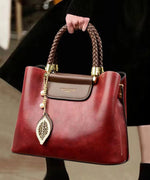 Încarcă imaginea în vizualizatorul Galerie, Fine Red Versatile Durable Leather Tote Handbag
