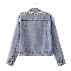 Jachetă din denim cu margele de mână – limitată la 100 de bucăți