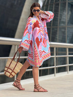 Încarcă imaginea în vizualizatorul Galerie, Rochie de mătase cu model vintage
