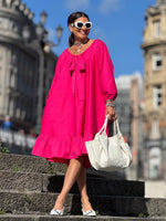 Încarcă imaginea în vizualizatorul Galerie, Rochie tip cămașă cu un umăr în două sensuri, culoare uni
