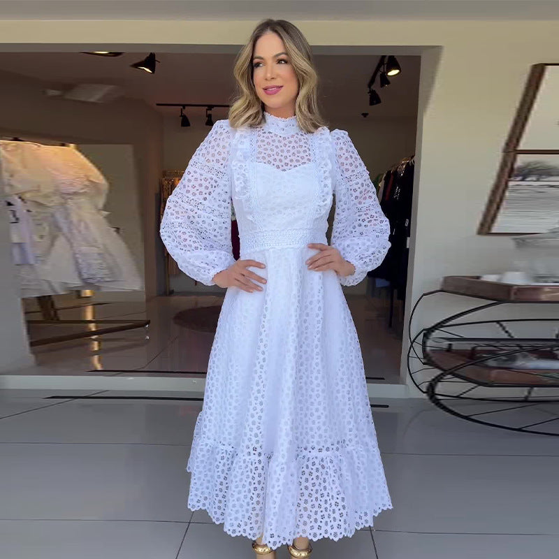 Rochie midi din dantelă cu ghipură