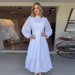 Rochie midi din dantelă cu ghipură
