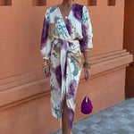 Încarcă imaginea în vizualizatorul Galerie, Rochie mov elegantă cu decolteu în V 💜
