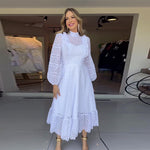 Încarcă imaginea în vizualizatorul Galerie, Rochie midi din dantelă cu ghipură
