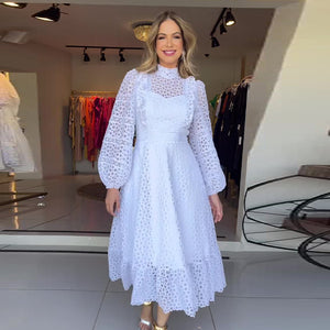 Rochie midi din dantelă cu ghipură