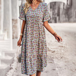 Încarcă imaginea în vizualizatorul Galerie, Rochie midi cu decolteu în V pentru femei
