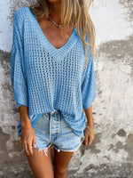 Încarcă imaginea în vizualizatorul Galerie, Tricou din tricot cu decolteu în V
