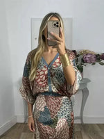 Încarcă imaginea în vizualizatorul Galerie, Set bluză și fustă la modă cu imprimeu de pește și decolteu în V
