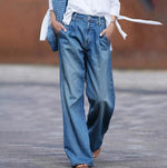 Încarcă imaginea în vizualizatorul Galerie, Pantaloni casual damă din denim largi
