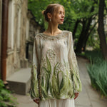 Încarcă imaginea în vizualizatorul Galerie, Elegant Lily Of The Valley Embroidered Linen Tunic
