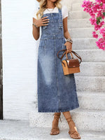 Încarcă imaginea în vizualizatorul Galerie, Fustă salopetă din denim
