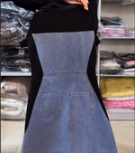 Încarcă imaginea în vizualizatorul Galerie, 💓Fustă de damă din denim cu guler rotund și imprimeu petic
