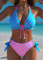 Încarcă imaginea în vizualizatorul Galerie, Bikini triunghi negru cu imprimeu floral și șireturi
