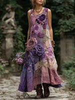 Încarcă imaginea în vizualizatorul Galerie, Rochie tip vestă cu trandafir violet în degrade
