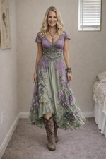 Încarcă imaginea în vizualizatorul Galerie, Rochie elegantă în stil boem cu imprimeu floral 3D
