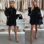 Încarcă imaginea în vizualizatorul Galerie, Rochie mini din dantelă cu papion

