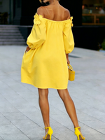 Încarcă imaginea în vizualizatorul Galerie, Rochie mini elegantă, linie A, cu umeri goi, solidă
