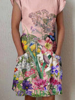 Încarcă imaginea în vizualizatorul Galerie, Rochie vintage din bumbac și in pentru femei, cu model floral clasic și buzunare
