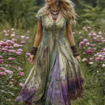 Încarcă imaginea în vizualizatorul Galerie, Rochie plisată cu model patchwork
