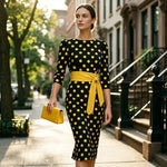 Încarcă imaginea în vizualizatorul Galerie, Rochie elegantă retro cu buline pentru femei
