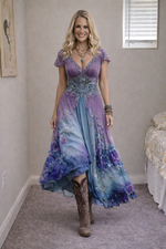 Încarcă imaginea în vizualizatorul Galerie, Rochie elegantă în stil boem cu imprimeu floral 3D
