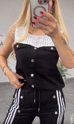 Încarcă imaginea în vizualizatorul Galerie, Set de vară pentru femei, top fără mâneci și pantaloni, cu nasturi
