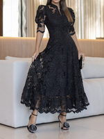 Încarcă imaginea în vizualizatorul Galerie, Rochie Elegantă din dantelă cu mâneci bufante
