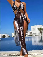 Încarcă imaginea în vizualizatorul Galerie, Set bikini din două piese pentru femei cu dungi și imprimeu tie-dye
