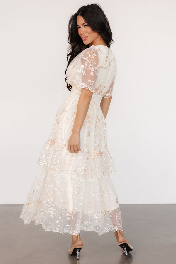 Rochie midi brodata din dantela