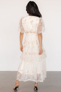 Rochie midi brodata din dantela