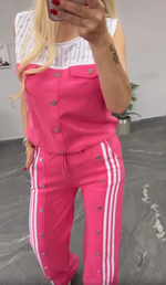 Încarcă imaginea în vizualizatorul Galerie, Set de vară pentru femei, top fără mâneci și pantaloni, cu nasturi
