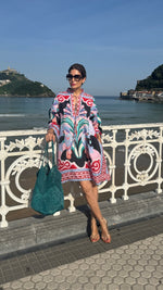 Încarcă imaginea în vizualizatorul Galerie, Rochie de mătase cu model vintage
