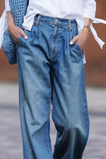 Încarcă imaginea în vizualizatorul Galerie, Pantaloni casual damă din denim largi

