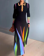 Încarcă imaginea în vizualizatorul Galerie, Rochie eleganta cu guler de camasa color block
