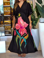 Încarcă imaginea în vizualizatorul Galerie, Rochie de damă cu decolteu în V și mânecă scurtă, croială lejeră
