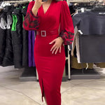 Încarcă imaginea în vizualizatorul Galerie, 🎅Rochie roșie de modă pentru femei cu decolteu în V

