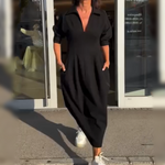 Încarcă imaginea în vizualizatorul Galerie, Rochie midi de damă cu decolteu în V și clapete în talie
