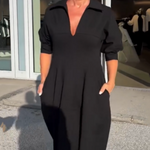 Încarcă imaginea în vizualizatorul Galerie, Rochie midi de damă cu decolteu în V și clapete în talie
