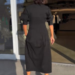 Încarcă imaginea în vizualizatorul Galerie, Rochie midi de damă cu decolteu în V și clapete în talie
