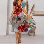 Încarcă imaginea în vizualizatorul Galerie, Rochie midi feminină cu model floral colorat
